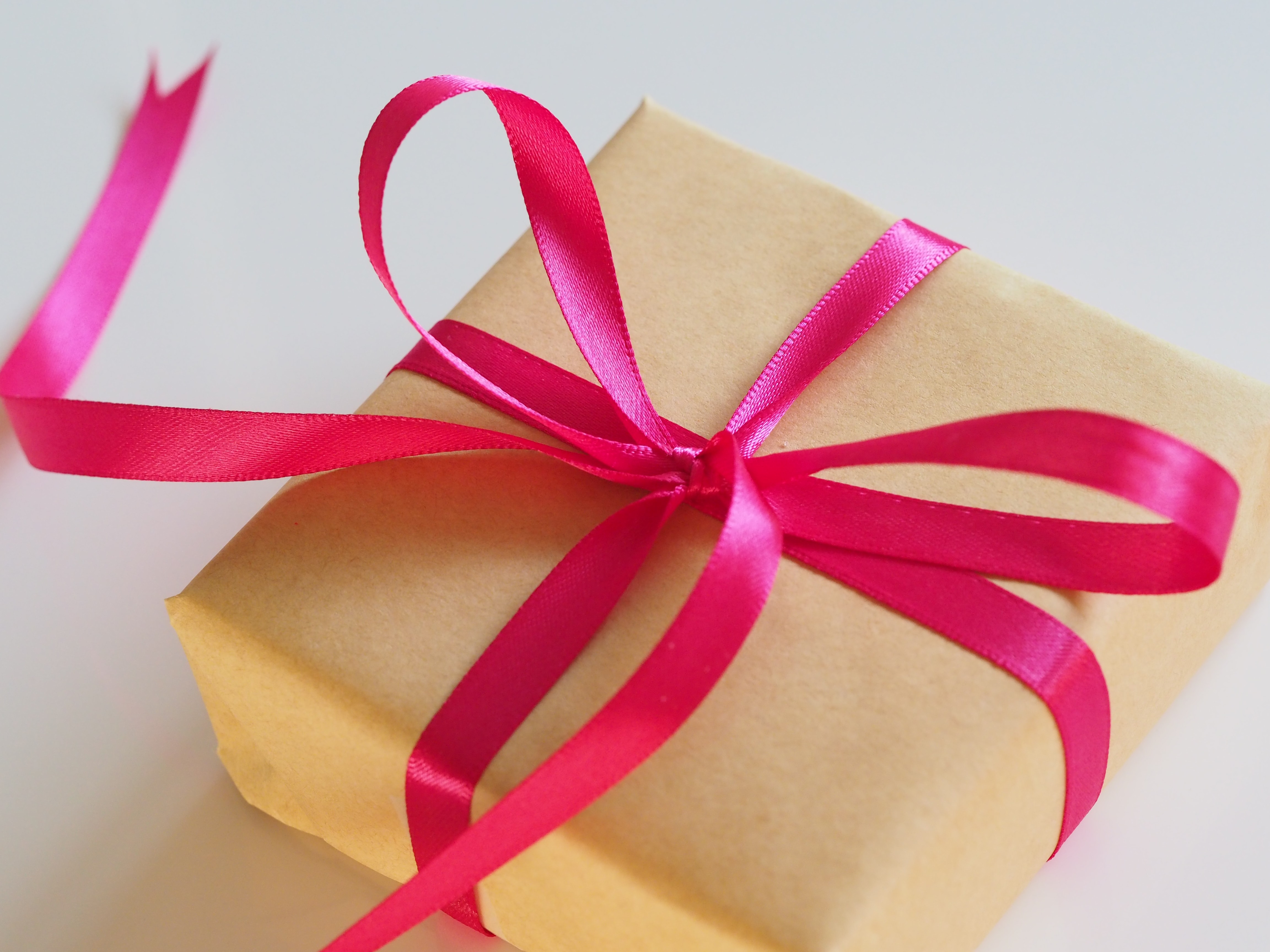 gift box wrapped with ribbon